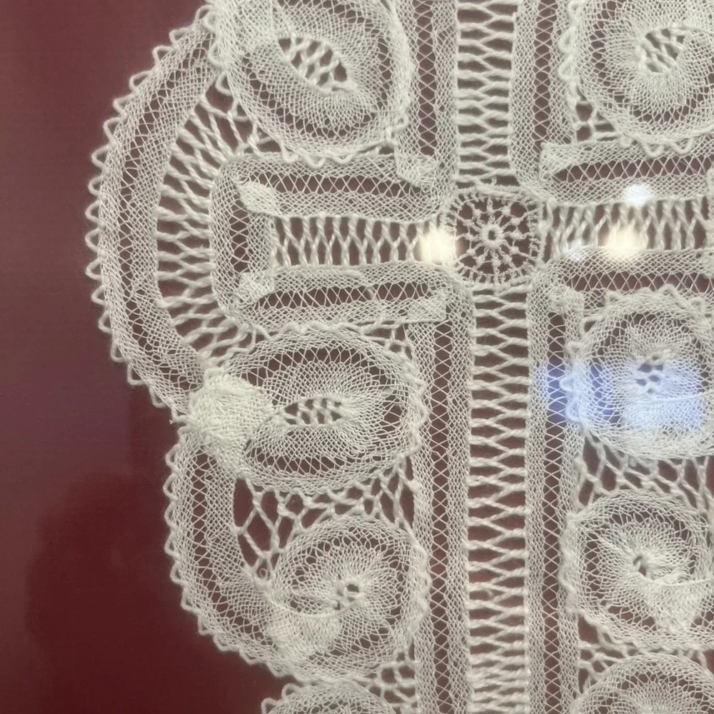 Vintage Handmade Lace Cross Framed Wall Art – Tatted Bobbin Lace Folk Art